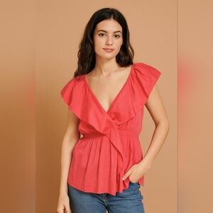 Bcbgmaxazria Women's Pink Ruffle Top